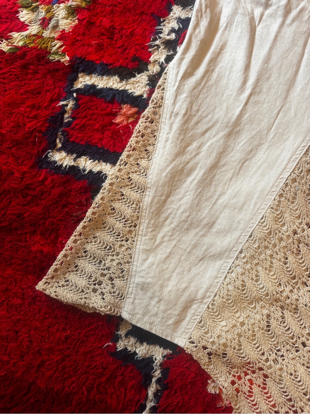 Y2K Vintage XoXo boho Linen Crochet Asymmetrical Skirt Sz SM - Picture 3 of 9
